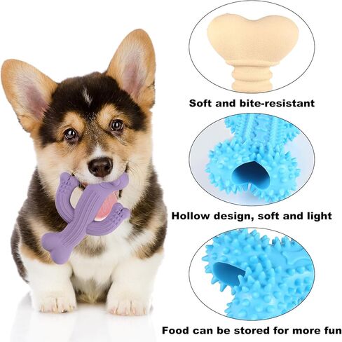 FRIUSATE 3 Pack Dog Chew Toys for Puppy Teething Soft Rubber Bones Teething Toys Funny Interactive Dog Toys for Cleaning Teeth Suitable for Small Medium Dogs in Kuwait