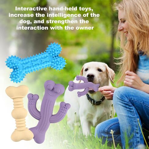 FRIUSATE 3 Pack Dog Chew Toys for Puppy Teething Soft Rubber Bones Teething Toys Funny Interactive Dog Toys for Cleaning Teeth Suitable for Small Medium Dogs in Kuwait