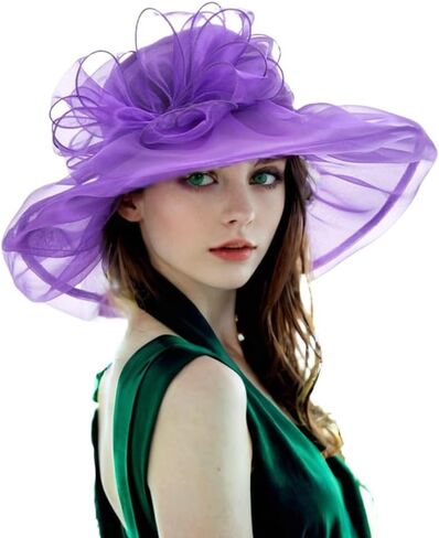 Litter Star Kentucky Derby Organza Hats Wide Brim Hat for Women - Perfect for Tea Party Bridal Church Wedding in Saudi Arabia