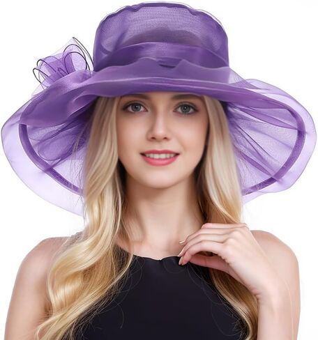 Litter Star Kentucky Derby Organza Hats Wide Brim Hat for Women - Perfect for Tea Party Bridal Church Wedding in Saudi Arabia