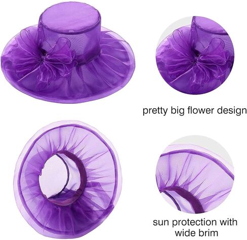 Litter Star Kentucky Derby Organza Hats Wide Brim Hat for Women - Perfect for Tea Party Bridal Church Wedding in Saudi Arabia