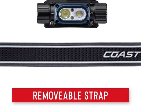 Coast WPH34R 2000 Lumen مقاوم للماء فائق السطوع IP68 USB قابل لإعادة الشحن - مصباح أمامي مزدوج الطاقة، 6 أوضاع مع عوارض بقعة وفيضانات، أزرق/أسود in Kuwait