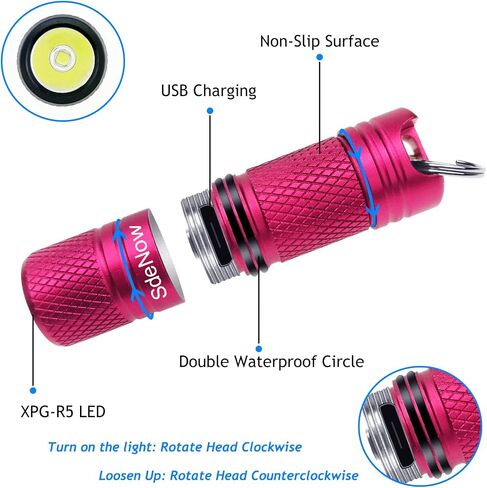SdeNow سلسلة مفاتيح مصباح يدوي صغير مع سطوع مصباح يدوي صغير قابل لإعادة الشحن عبر USB يمكن أن يحقق ما يصل إلى 200 لومن لشعلة EDC in Saudi Arabia