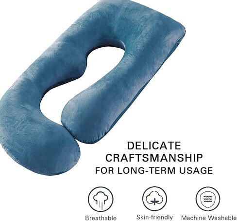 SLIGUY Pregnancy Pillow Cover G Shaped, 57-Inch Replacement Pillowcase, Used for Maternity Pillows, 100% Velvet, Double Zipper Stretch Fabric, Super Soft, Universal Type, (G Blue) in Saudi Arabia