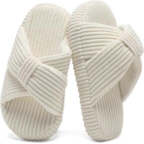IceUnicorn Girls Slippers Kids Cute Corduroy Bow Crossbands Slide Slipper Toddler Memory Foam Open Toe House Shoes for Indoor & Outdoor