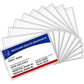 New Medicare Card Holder Protector Sleeves 5 Pack, Social Security Card Protector, 12 Mil Clear PVC Water Resistant Plastic Sleeves for New Medicare Cards, Business Cards, ID Cards