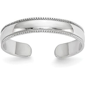 IceCarats 14K Solid White Gold Milgrain Adjustable Toe Ring Open Midi Band Summer Beach Jewelry