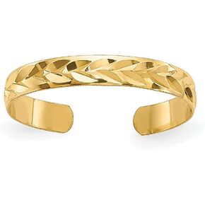 IceCarats 14K Solid Yellow Gold Adjustable Toe Ring Open Midi Band Summer Beach Jewelry