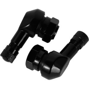 Black 90 Degree CNC Motorcycle Tire Valve Stems TV25AL for Aprilia, Ducati, KTM, Easy Installation, 0.357" / 8.3mm+0.3mm Aluminum Alloy - Suitable for Tubeless Tires- Pack of 2