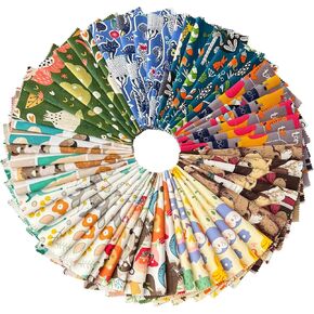 100% Cotton Fabric Bundle Quilt Squares 5''x5'', Animal Patterns Charm Packs Fabric Pre-Cut Pathwork for Quilting,Sewing,and DIY Scrapbooking(54pcs)