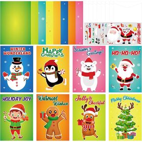 80UncleKimby 36Pcs Christmas Card Making Kits for Kids - DIY Paper Handmade Greeting Craft with Stickers and Envelopes for Holiday Supplies