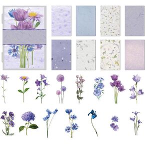 Teozeqe 31 PCS Flower Themed Scrapbook Supplies Kit, Vintage Scrapbook Paper & PET Flower Stickers, 3 x 4.7 Card Making Supplies, for Bullet Journal Supplies, DIY Crafts (red Clouds are Gorgeous)