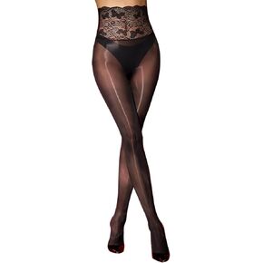 HTRUIYA Shiny Oil Pantyhose for Women Ultra Shiny Sheer Tights Seamless Pantyhose Lace Waistline Shimmery Stocking