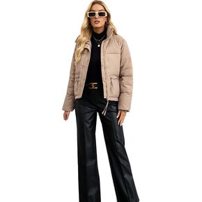 سترة نسائية منتفخة ذات ياقة ثابتة ومعاطف شتوية دافئة منتفخة مبطنة in Kuwait