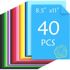 Ftumertly 40 Sheets Colored Cardstock, 20 Assorted Colors 180gsm/65lb Card Stock Paper 8.5 x 11 Card Stock Colored Paper, Colorful Cardstock Paper for Crafting, Christmas DIY Card Making, Scrapbooking