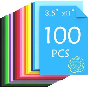 Ftumertly 100 Sheets Colored Cardstock Paper, 20 Assorted Colors Card Stock Paper, 180gsm/65lb Card Stock Colored Paper, Colored Scrapbook Paper for Crafting, Christmas DIY Card Making, Scrapbooking