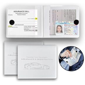 2PCS Car Registration and Insurance Card Holder, Waterproof Car Glove Document Box Organizer with Closure, Universal Vehicle Essential Interior Accessories for Most Cars, Trucks, SUVs