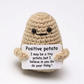 Positive Potato, Mini Funny Crochet Potato Doll with Positive Card, Cute Knitted Potato Dolls for Birthday Gifts Room Decor, 3 Inch