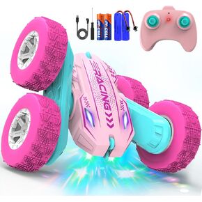 Remote Control Car, RC Cars with LED Headlights, 2.4GHz 4WD 360° Rotating Double-Sided Race RC Stunt Car Toy for Kids Ages 6-12 Boys Girls Birthday Gift