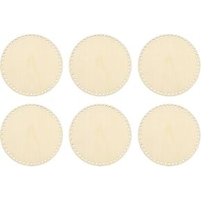 PATIKIL 8" Diameter Crochet Basket Bottom, 6Pcs Round Blank Crochet Knitting Wooden Base for DIY Craft Weaving Basket Making Supplies Home Decoration