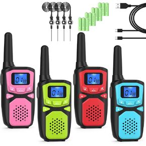 أجهزة اتصال لاسلكية للأطفال قابلة لإعادة الشحن، 2 حزمة جهاز اتصال لاسلكي طويل المدى للراديو الصغير ثنائي الاتجاه للتخييم في الهواء الطلق بدون استخدام اليدين، المشي لمسافات طويلة مع حبل يمكن ارتداؤه في عيد الميلاد وهدايا عيد الميلاد للأولاد والبنات والأطفا in Kuwait