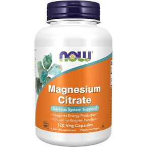 NOW Supplements, سيترات المغنيسيوم، وظيفة الإنزيم*، دعم الجهاز العصبي*، 120 كبسولة نباتية in Kuwait