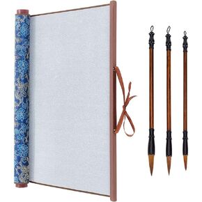 PH PandaHall 4pcs No Ink Chinese Calligraphy Set Reusable Water Writing Magic Cloth Scrolls Chinese Traditional Calligraphy Writing Brushes Pens for Beginners Professional Practice Chinese New Year