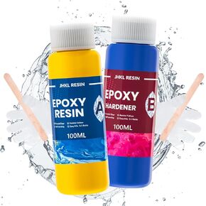 JHKL RESIN Epoxy Resin 1 Gallon Epoxy Resin Kit Casting & Coating, Art Crafts Crystal Clear and NO Yellowing & NO Bubble and Self Leveling Easy Mix 1:1 for DIY Jewelry Making, Wood & Resin Molds
