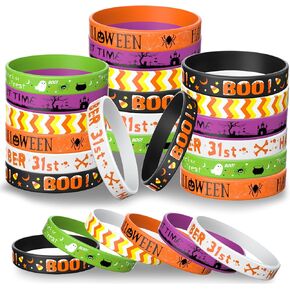 Morcheiong 36 Pieces Halloween Rubber Bracelets 6 Cute Design Silicone Wristbands for Halloween Scary Party Supplies