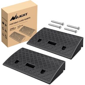 Nilight Plastic Curb Ramps, 4.2" Rise Portable Lightweight Heavy Duty Threshold Ramp for Driveway Lawn Mower Scooter Bike Motorcycle Wheelchair, 2 Pack