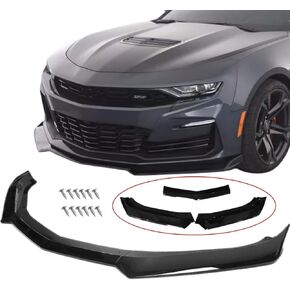 Front Bumper Lip Splitter Spoiler Compatible with 2016-2024 Chevy Camaro SS/ 2019-2024 LT LS RS, Air Chin Body Kit Accessories (Gloss Black)