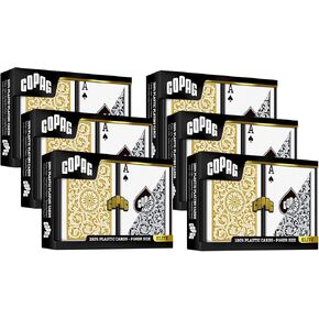 Copag 1546 Design 100% Plastic Playing Cards, Poker Size (Standard) Black/Gold (Jumbo Index, 1 Set)