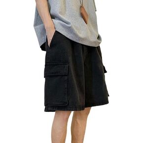 Unisex Y2K Baggy Jean Shorts Hip Hop Cargo Pants Shorts Loose Fit Denim Shorts Streetwear