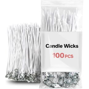100 Candle Wicks for Candle Making - 6 Inch mechas para velas White Candle Wick Thick Cotton Candle Wicks Soy Wax Beewax Candle Making DIY Candle String pabilos