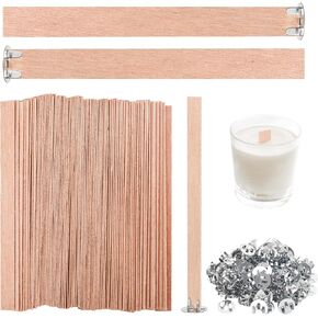 120 Pcs Thickened Wood Candle Wicks, 5.1 X 0.5 X 0.06 Inches Naturally Smokeless Wood Wicks for Candle Making. (60 Sets)