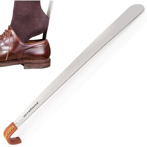 Untethered Leather Handle Shoe Horn | Metal Shoehorn, Shoe Horn Long Handle for Seniors, Long Shoe Horn, Metal Shoe Horns for Men Women, Shoe Horn Seniors and Kids, Shoe Spoon, Ski and Boot Shoehorn.