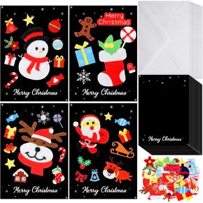 Knitgrip 24 Set DIY Christmas Card Making Kits Snowman Card Kit Handmade Christmas Cards Santa Claus Greeting Card Kit with Envelopes All Supplies for DIY Craft Christmas Decoration Party Favors