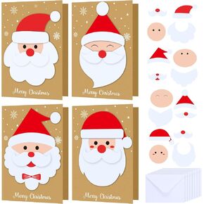 Dispowreath 24 قطعة من مجموعات صنع بطاقات عيد الميلاد DIY مع الأظرف DIY حرفة عيد الميلاد اصنع بطاقات المعايدة الخاصة بك سانتا كلوز لوازم صنع العطلات DIY عيد الميلاد المجيد ديكور الحفلات المفضلة