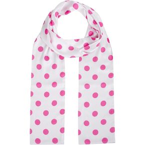 Dxhycc Long Polka Dot Scarf Pink and White Scarf Chiffon Scarf for Women Halloween Costume Accessorie