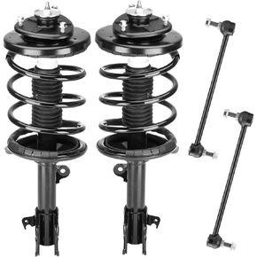 Front Coil Spring Strut & Stabilizer Sway Bar Links Compatible with Honda for Odyssey 1999-2004, Shock Absorber and Sway Bar Link Replace for 171597, 171598, K90349