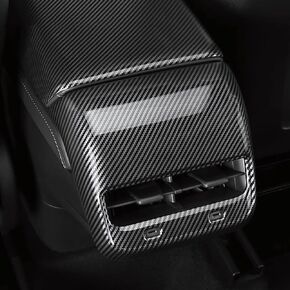 Center Console Armrest Cover Compatible with Model Y 2020-2024 Bright Carbon Fiber Automotive Interior Accessories