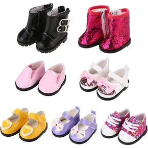 7 Pairs Doll Shoes Fits 14.5 Inch Doll American Wellie Wishers Doll Accessories