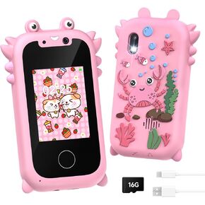 Kids Smart Phone for Girls, Toddler Toys for 3-10, Touchscreen HD Dual Camera Kids Toys Phone for with Music Player, Games, 16GB SD Card, Christmas Birthday Gifts, Pretend Play Smartphone for Kids