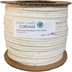 6/32" Twin (Double) Cotton Piping Welt Cord (30 yds)