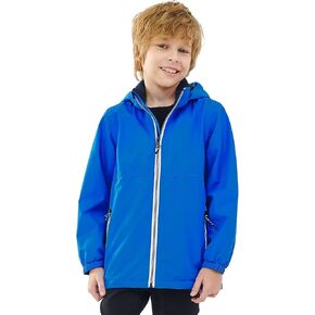 Boys Grisl Kids Softshell Jacket With Hood Lightweight Waterproof Warm Raincoats Fleece Lined Windbreakers for Kids