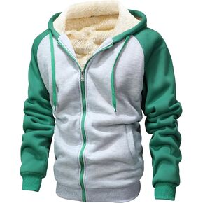GXAMOY Men's Winter Fleece Hoodies for Men Heavyweight Warm Thick Full Zip Up Sweatshirt Outerwear