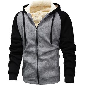 GXAMOY Men's Winter Fleece Hoodies for Men Heavyweight Warm Thick Full Zip Up Sweatshirt Outerwear in Kuwait