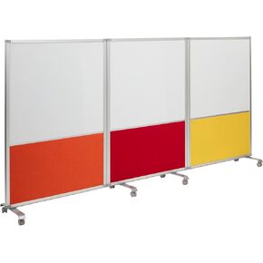 ECR4Kids Mobile Dry-Erase and Flannel Split Room Divider, 3-Panel, School Supplies, Contemporary