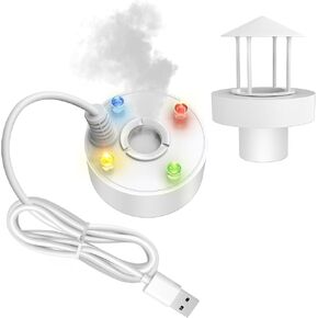 USB Mist Maker,Splashproof Mist Maker Fogger,Mini Fountain Mister Fogger with 4 Led Lights,Indoor Fountain Mister Foggers,Ultrasonic Fog Machine,Halloween Cauldron Mist Maker Fogger (Black)