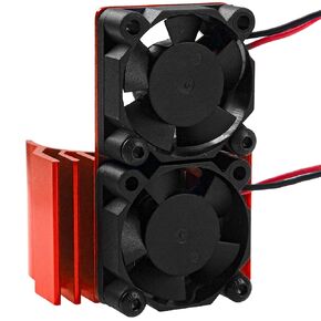 RC Motor Heatsink with Dual 5V Cooling Fan for 550 540 Size Electric Motor Heatsink Compatible with Traxxas Tamiya Redcat HPI Wltoys HSP Losi RC 1/10 Car Truck Crawler (Silver)